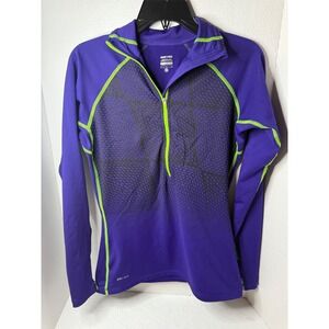 Nike Pro Purple Half Zip Long Sleeve Athletic Top Activewear Womens Medium